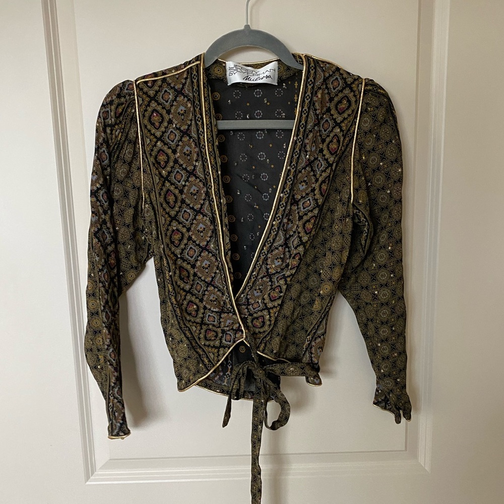 Vintage Mesh Wrap Crop Top